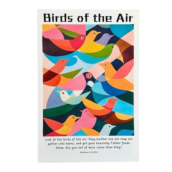 Colorful Birds of the Air Christian Art Print, 12”x18” Wrapped Canvas - Picture 3 of 7